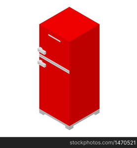 Red fridge icon. Isometric of red fridge vector icon for web design isolated on white background. Red fridge icon, isometric style