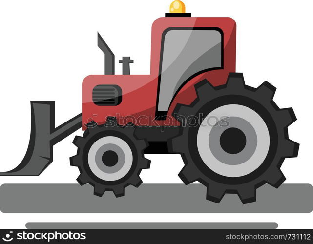 Red front loader vector illustration on white background.