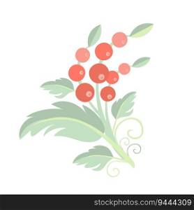 Red fruits green leaves pastel colored flat design stock vector illustration