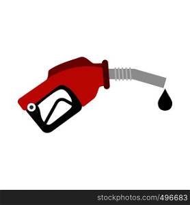 Red gas station gun flat icon isolated on white background. Red gas station gun flat icon