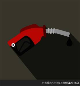 Red gas station gun flat icon on a grey background. Red gas station gun flat icon