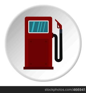 Red gasoline pump icon in flat circle isolated vector illustration for web. Red gasoline pump icon circle