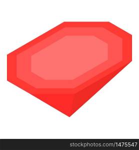 Red gemstone icon. Isometric of red gemstone vector icon for web design isolated on white background. Red gemstone icon, isometric style