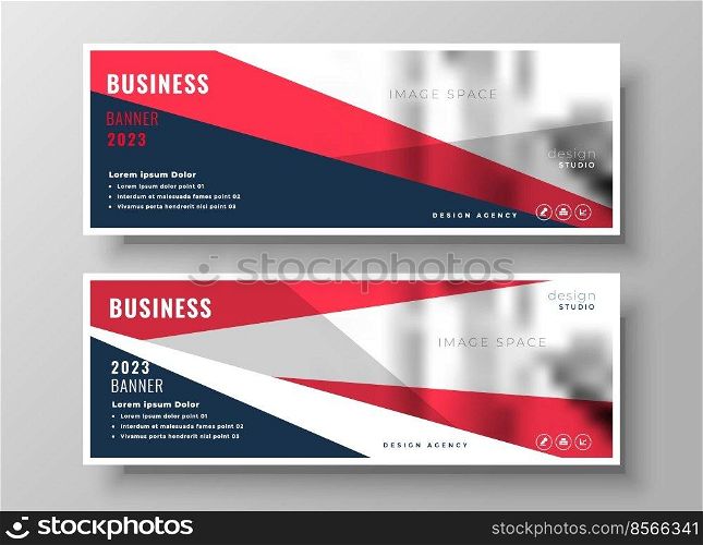 red geometric business presentation banner template design