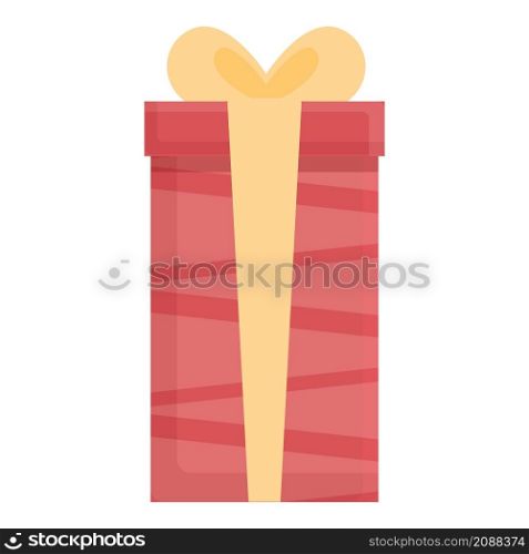 Red gift box icon cartoon vector. Ribbon present. Valentine surprise. Red gift box icon cartoon vector. Ribbon present