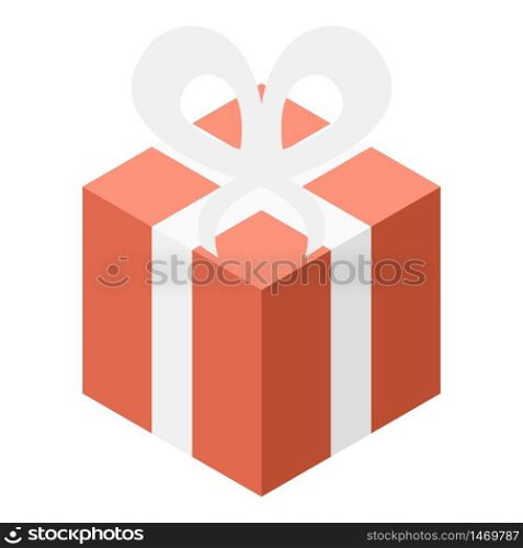 Red gift box icon. Isometric of red gift box vector icon for web design isolated on white background. Red gift box icon, isometric style