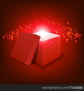 Red gift box on gradient background, festival and celebration, red box, christmas object