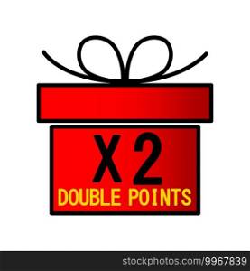 red gift double points. Marketing concept. Vector illustration. Stock image. EPS 10.