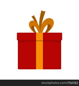 Red giftbox icon. Flat illustration of red giftbox vector icon for web isolated on white. Red giftbox icon, flat style