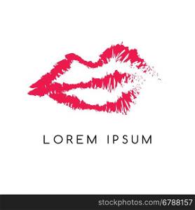 red girl lips logotype sketchy theme. red girl lips logotype sketchy theme vector art illustration