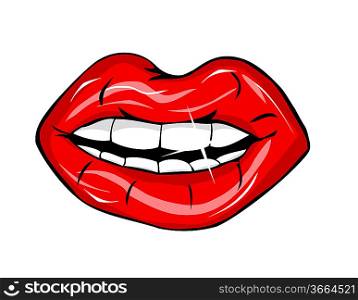 red glamour lips on white background