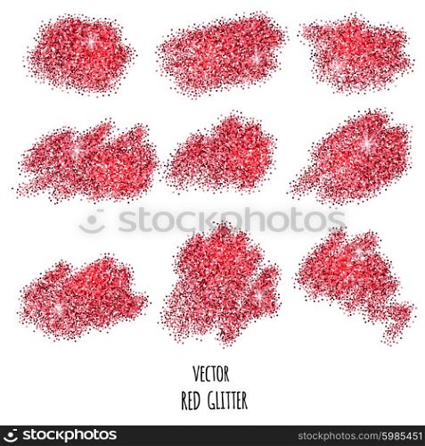 Red glitter background. . Set of vector Red sparkles on white background. Red glitter background.