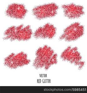 Red glitter background. . Set of vector Red sparkles on white background. Red glitter background.
