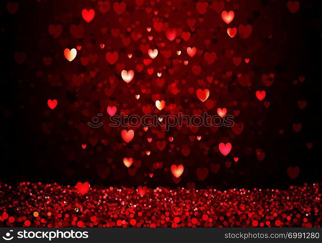 Red Glittering Hearts Background
