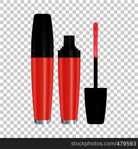Red gloss for lips mockup. Realistic illustration of red gloss for lips vector mockup for web. Red gloss for lips mockup, realistic style