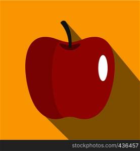 Red glossy apple icon. Flat illustration of red glossy apple vector icon for web on yellow background. Red glossy apple icon, flat style