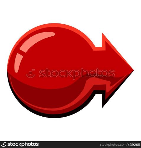 Red glossy right arrow icon. Cartoon illustration of red glossy right arrow vector icon for web. Red glossy right arrow icon, cartoon style
