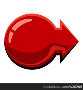 Red glossy right arrow icon. Cartoon illustration of red glossy right arrow vector icon for web. Red glossy right arrow icon, cartoon style