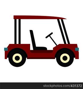 Red golf cart icon flat isolated on white background vector illustration. Red golf cart icon isolated