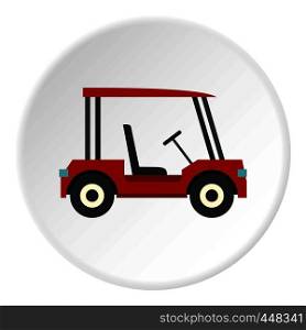 Red golf cart icon in flat circle isolated vector illustration for web. Red golf cart icon circle