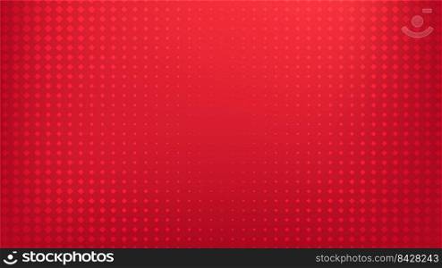 Red gradient background with geometric square halftone pattern pop art comic style.
