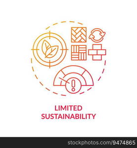 Red gradient limited sustainability icon concept, isolated vector, sustainable office thin line illustration.. 2D gradient limited sustainability line icon concept