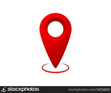 Red gradient map pin tag. Place pointer marker to find location. Isolated GPS label sign. Luxary design of position tag pointer. Direction pinpoint symbol to search location. Vector EPS 10.