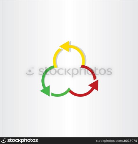 red green and yellow arrows recycling symbol design