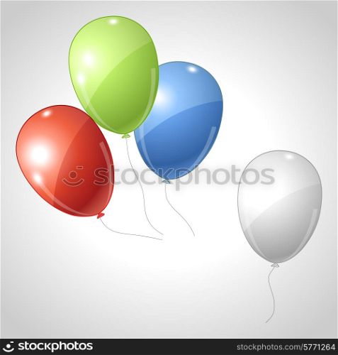 Red green blue flying balloons. Rgb concept.. Red green blue flying balloons. Rgb concept