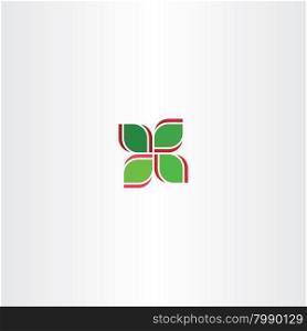 red green four leaf abstract vector icon symbol