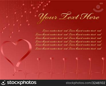 red greeting card with pulse of love and copy space for your text