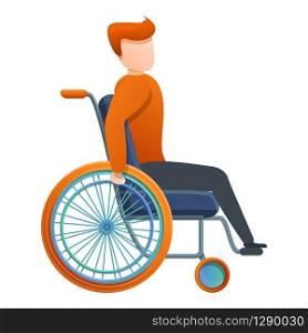 Red hair boy in wheelchair icon. Cartoon of red hair boy in wheelchair vector icon for web design isolated on white background. Red hair boy in wheelchair icon, cartoon style