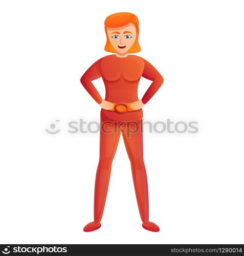 Red hair super woman icon. Cartoon of red hair super woman vector icon for web design isolated on white background. Red hair super woman icon, cartoon style