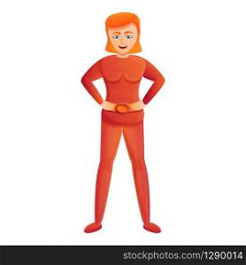Red hair super woman icon. Cartoon of red hair super woman vector icon for web design isolated on white background. Red hair super woman icon, cartoon style