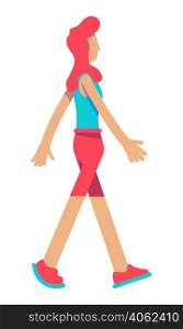 Red haired girl wearing summer outfit semi flat color vector character. Walking figure. Full body person on white. Simple cartoon style illustration for web graphic design and animation. Red haired girl wearing summer outfit semi flat color vector character