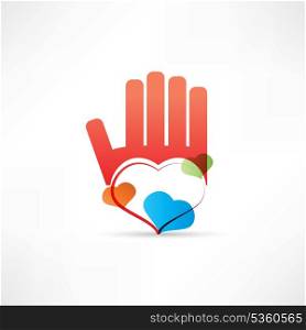 red hand and heart icon