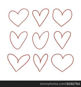 Red hand drawing hearts. Vector ESP10 illustration. Red hand drawing hearts. Vector illustration
