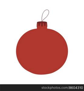 Red hand drawn Christmas tree ball icon. Isolated on white background.. Red hand drawn Christmas tree ball icon. Isolated on a white background.