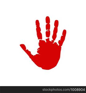 red hand print hand with five fingers, vector. red hand print hand with five fingers