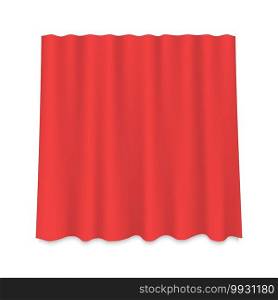 Red Hanging silk curtain isolated . Template for your design. Hanging silk curtain