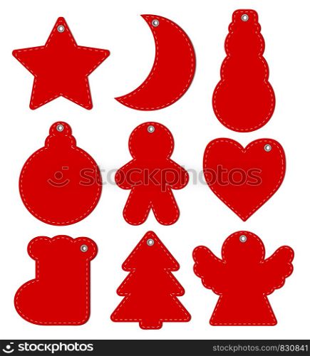 Red Hangtags Christmas or New Year, stock vector illustration