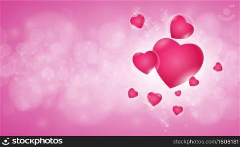 Red heart and bokeh  background,Valentine s Day concept. love iconic, ideas for card, art, design, decoration.