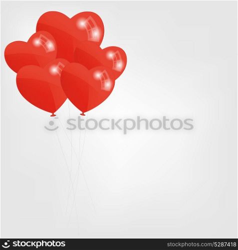 Red heart balloons vector illustration
