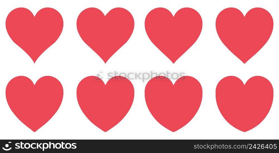 red heart contour vector love symbol, Valentines day sign set heart shape, icon like social network instagram