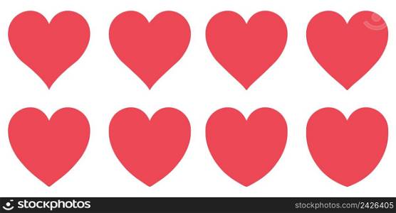 red heart contour vector love symbol, Valentines day sign set heart shape, icon like social network instagram