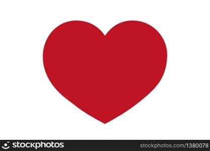 Red heart design icon flat. Valentine's Day sign, emblem isolated on white background