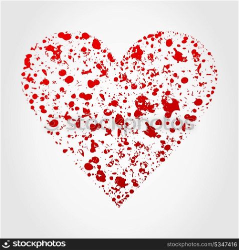 Red heart from set of splashes of a paint. A vector illustration. Love heart2