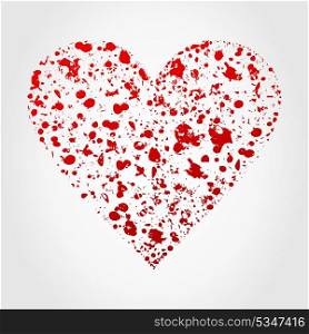 Red heart from set of splashes of a paint. A vector illustration. Love heart2