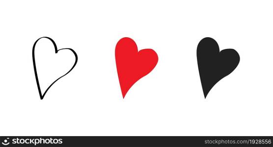 Red heart hand design icon. Love vector isolated concept in flat style.
