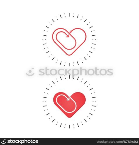 Red heart icon.Love and Heart Care logo.Heart shape and healthcare &amp; medical concept.Vector illustration